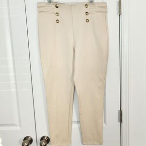 ZARA Cream High Waisted Sailor Pants with Gold Buttons Nautical Style XXL